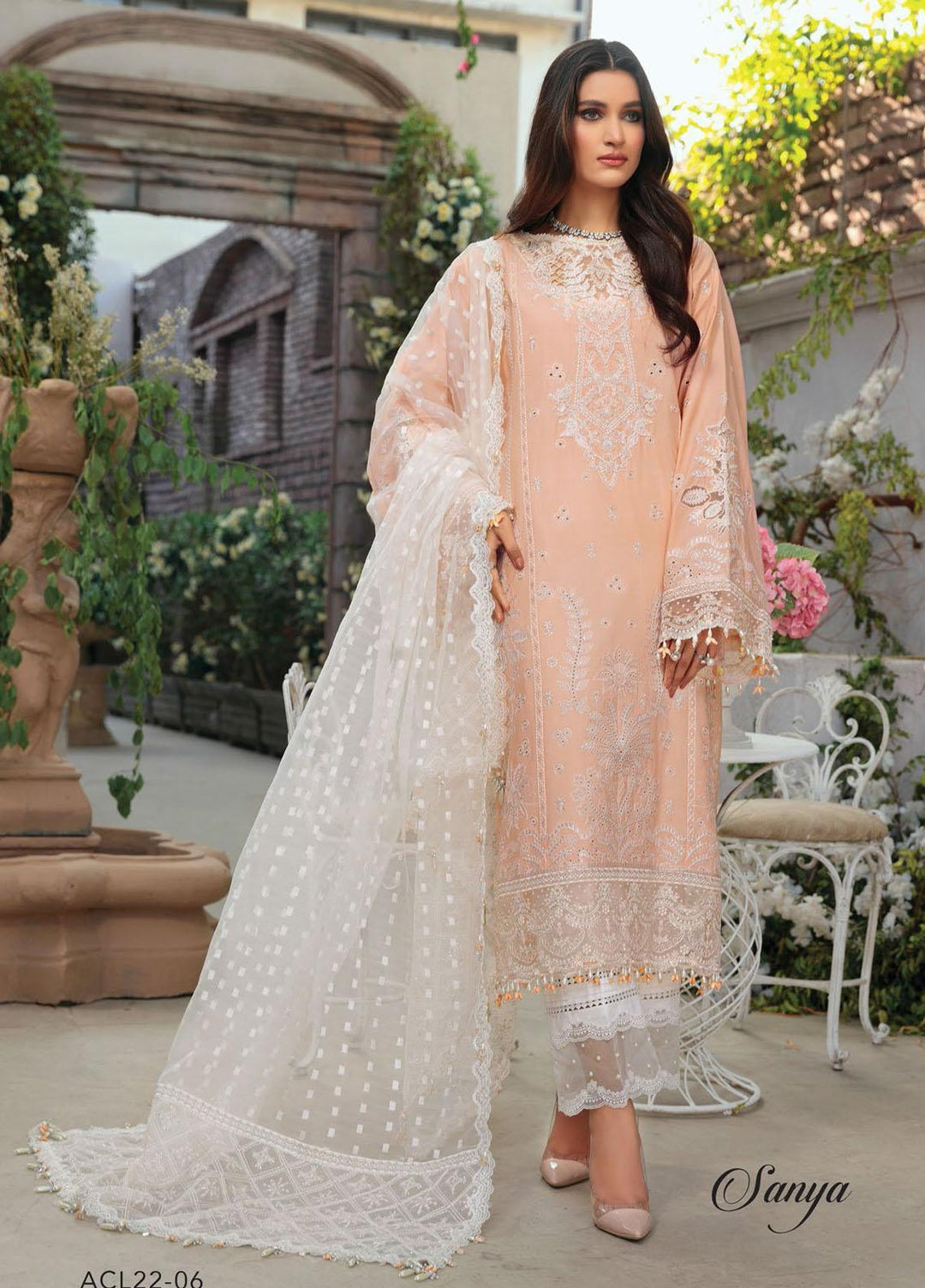 Anaya By Kiran Chaudhry Embroidered Lawn Suits Unstitched 3 Piece AKC22CK ACL22-06-Sanya - Luxury Collection