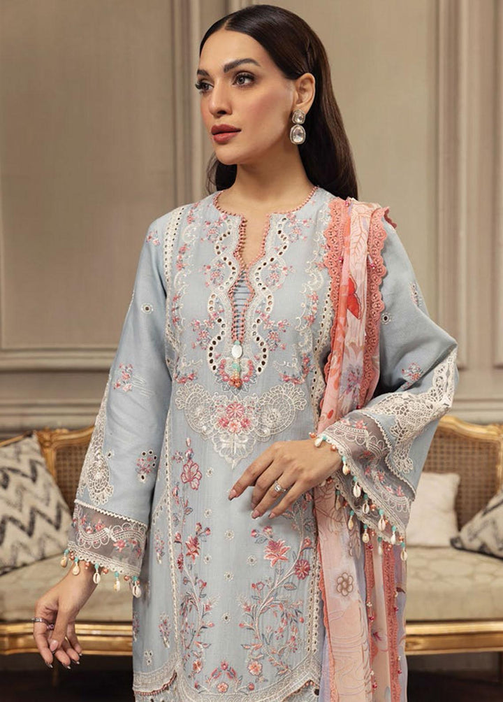 Anaya By Kiran Chaudhry Embroidered Cotton Net Suits Unstitched 3 Piece AKC23E AL23-02-Zunaira - Eid Collection