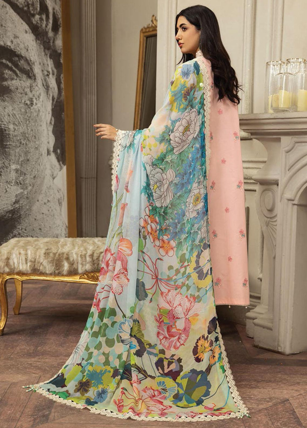 Anaya By Kiran Chaudhry Embroidered Lawn Suits Unstitched 3 Piece AKC23E AL23-04-Seham - Eid Collection