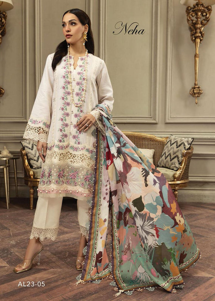Anaya By Kiran Chaudhry Embroidered Cotton Net Suits Unstitched 3 Piece AKC23E AL23-05-Neha - Eid Collection