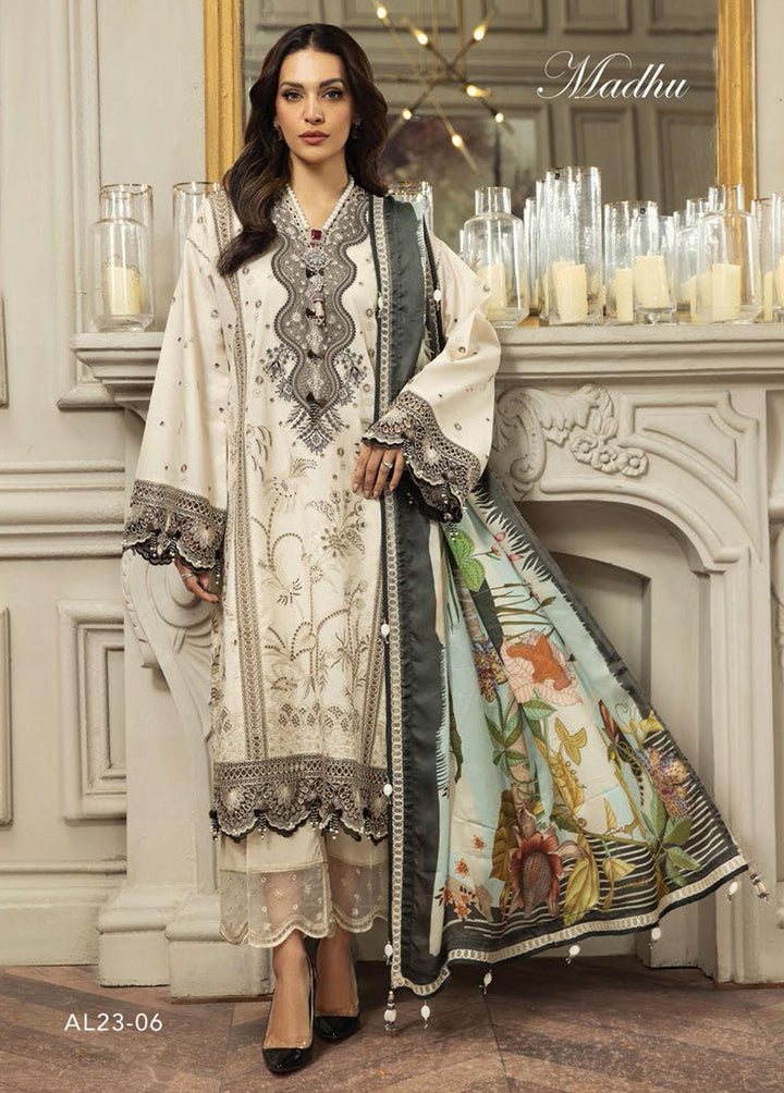 Anaya By Kiran Chaudhry Embroidered Lawn Suits Unstitched 3 Piece AKC23E AL23-06-Madhu - Eid Collection