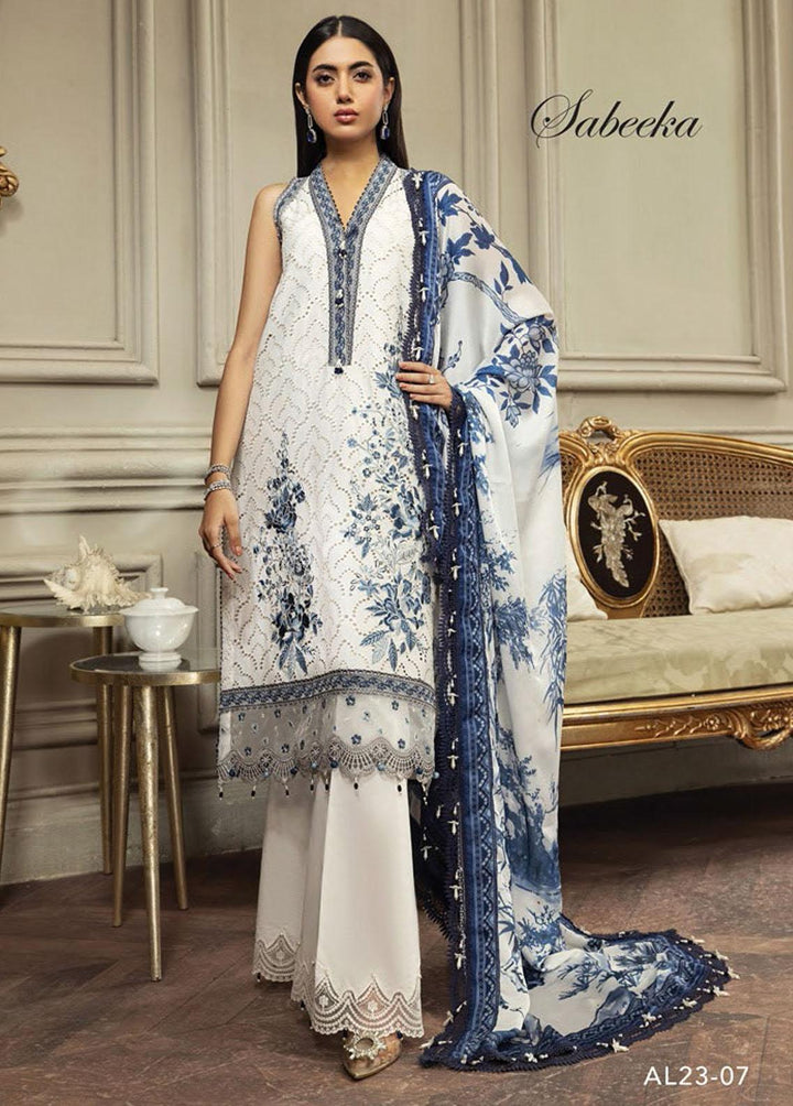 Anaya By Kiran Chaudhry Embroidered Lawn Suits Unstitched 3 Piece AKC23E AL23-07-Sabeeka - Eid Collection