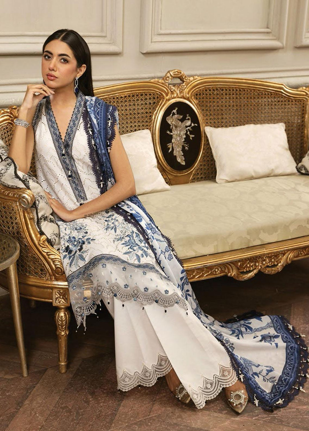 Anaya By Kiran Chaudhry Embroidered Lawn Suits Unstitched 3 Piece AKC23E AL23-07-Sabeeka - Eid Collection