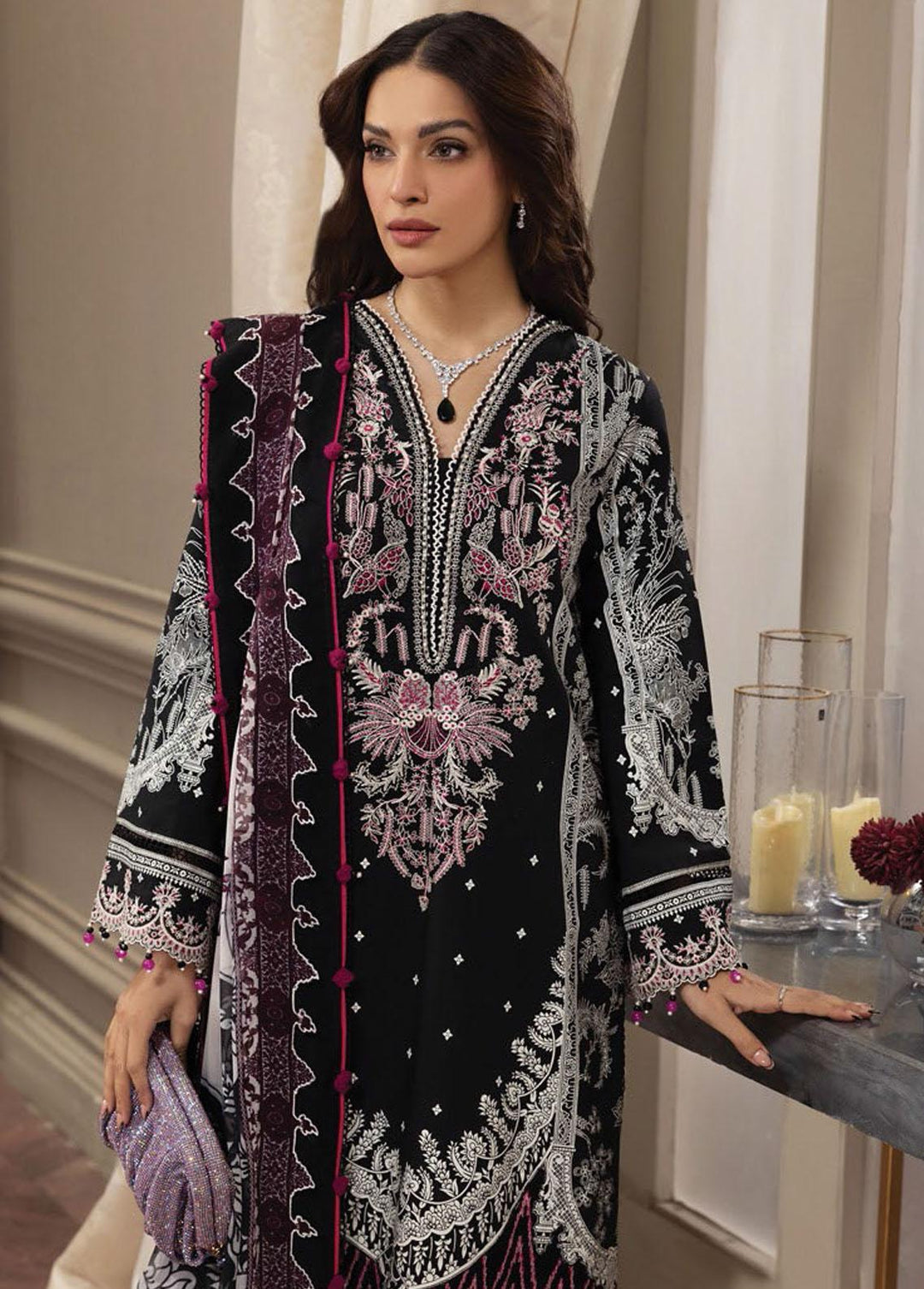 Anaya By Kiran Chaudhry Embroidered Lawn Suits Unstitched 3 Piece AKC23E AL23-11-Hadiya - Eid Collection