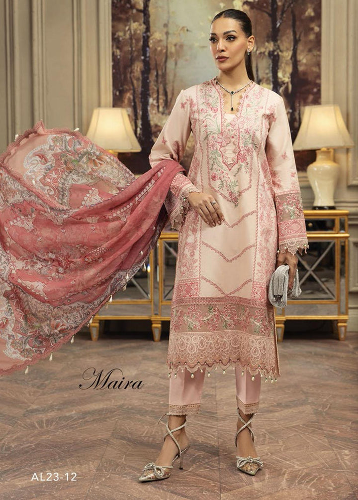Anaya By Kiran Chaudhry Embroidered Lawn Suits Unstitched 3 Piece AKC23E AL23-12-Maira - Eid Collection