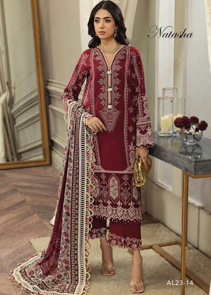 Anaya By Kiran Chaudhry Embroidered Cotton Net Suits Unstitched 3 Piece AKC23E AL23-14-Natasha - Eid Collection