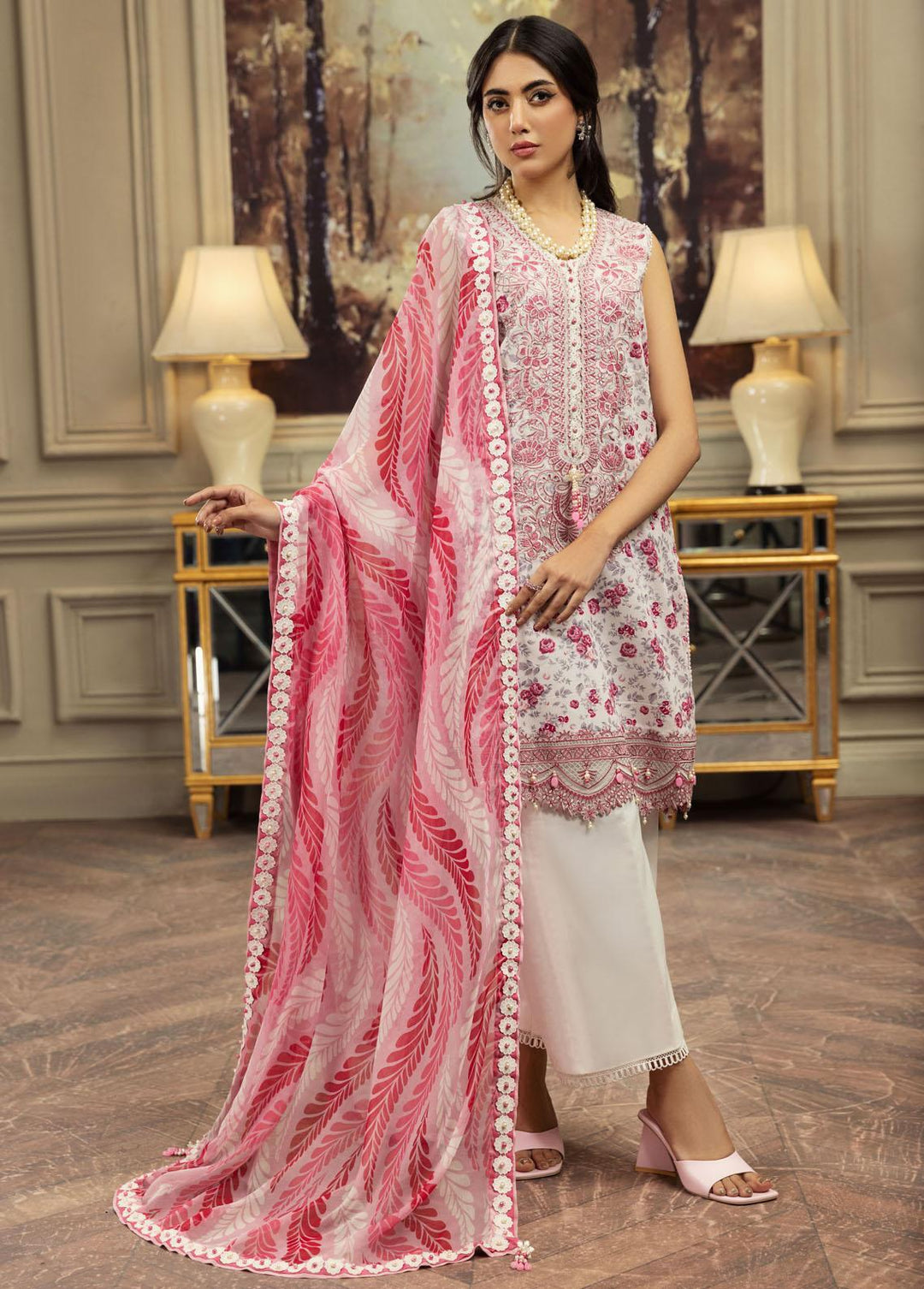 Anaya By Kiran Chaudhry Embroidered Lawn Suits Unstitched 3 Piece AKC23E AL23-15-Sahar - Eid Collection