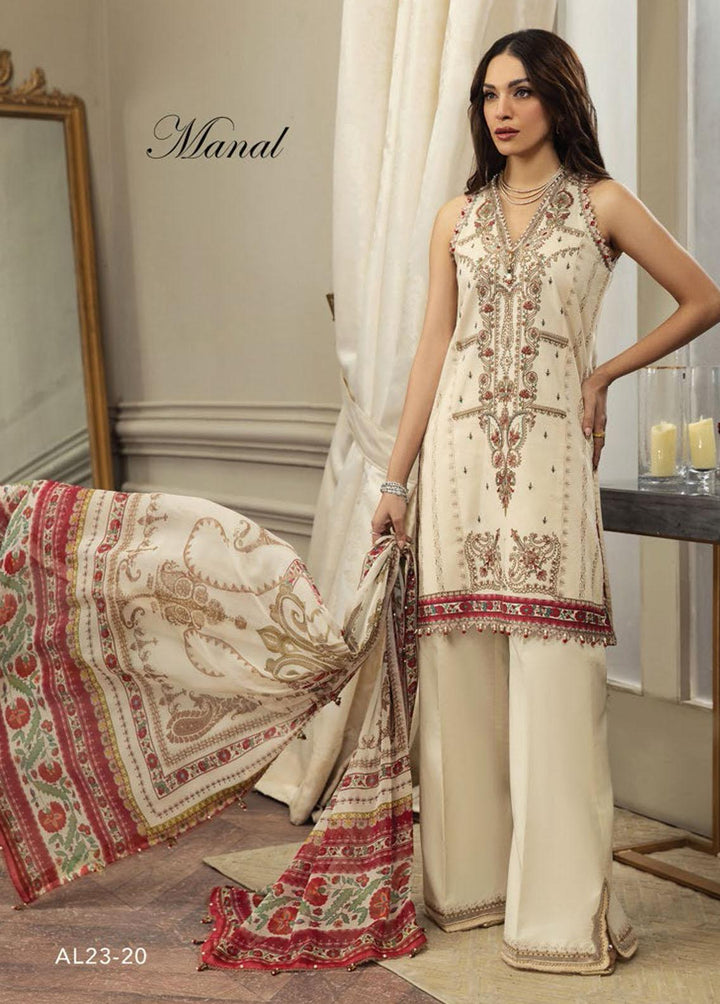 Anaya By Kiran Chaudhry Embroidered Lawn Suits Unstitched 3 Piece AKC23E AL23-20-Manal - Eid Collection
