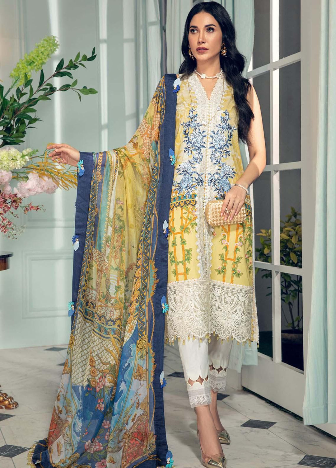Anaya By Kiran Chaudhry Embroidered Lawn Suits Unstitched 3 Piece AK21LL AL21-02-A LAUREN - Summer Collection