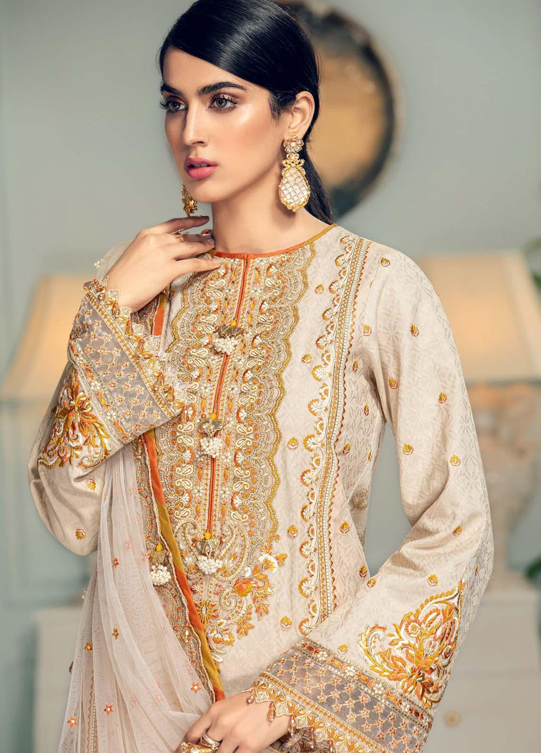 Anaya By Kiran Chaudhry Embroidered Jacquard Suits Unstitched 3 Piece AK21LL AL21-05-B KLARA - Summer Collection
