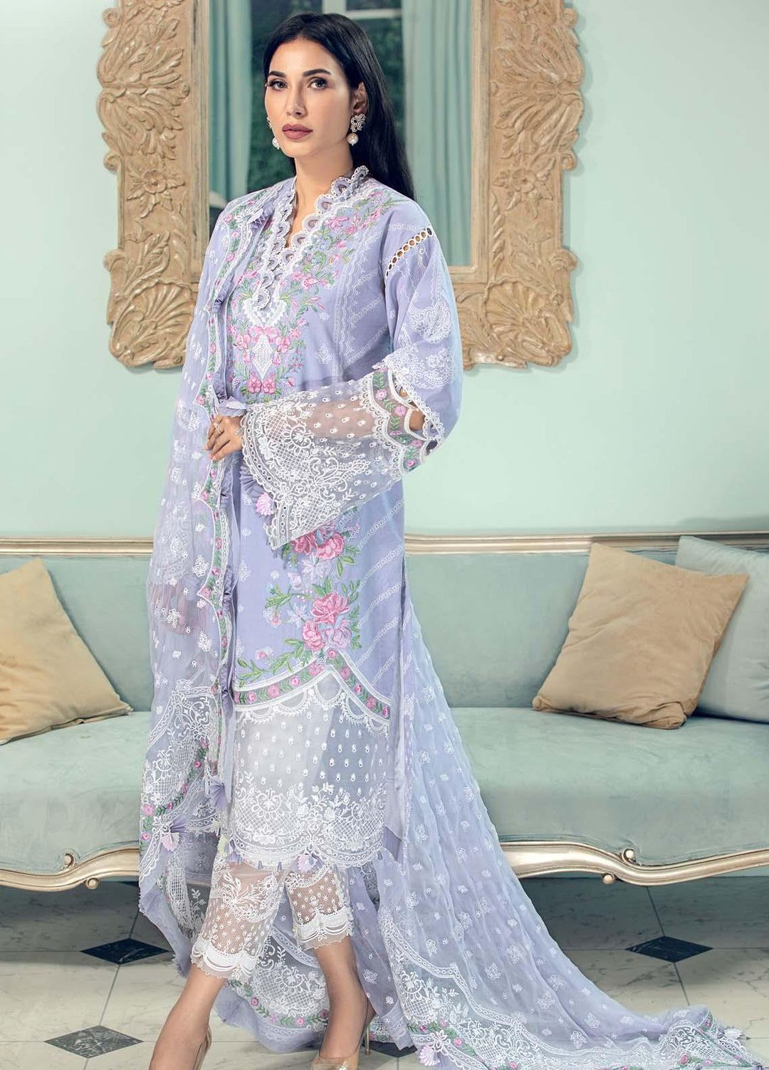 Anaya By Kiran Chaudhry Embroidered Lawn Suits Unstitched 3 Piece AK21LL AL21-08-A DAPHNE - Summer Collection