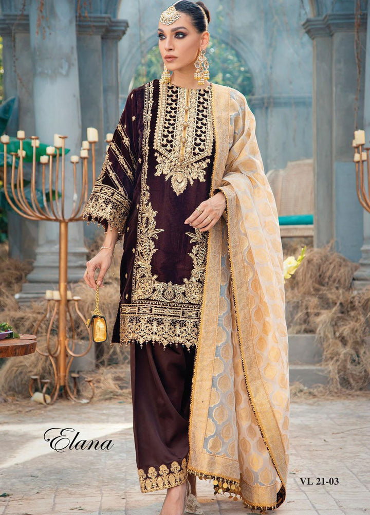 Velour De Fete By Anaya Embroidered Velvet Suits Unstitched 3 Piece AKC21VF VL-21-03 Elana - Winter Collection