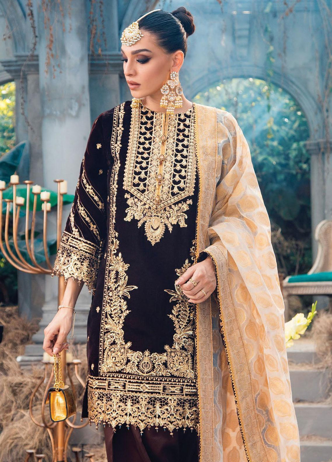 Velour De Fete By Anaya Embroidered Velvet Suits Unstitched 3 Piece AKC21VF VL-21-03 Elana - Winter Collection