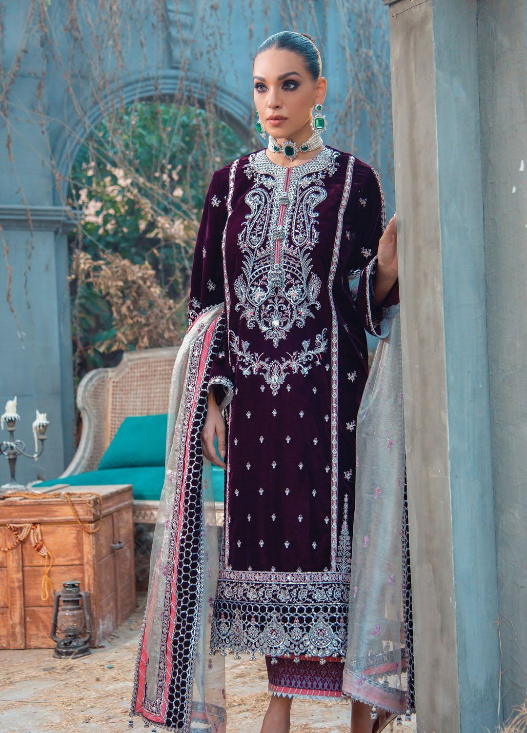 Velour De Fete By Anaya Embroidered Velvet Suits Unstitched 3 Piece AKC21VF VL-21-04 Zelda - Winter Collection