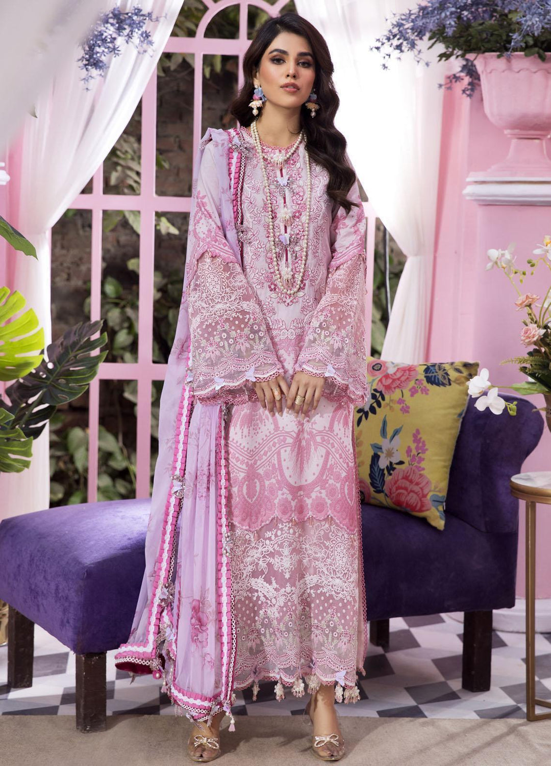 Anaya By Kiran Chaudhry Embroidered Lawn Suits Unstitched 3 Piece AKC22VL VL22-02-ZYSHA - Luxury Summer Collection