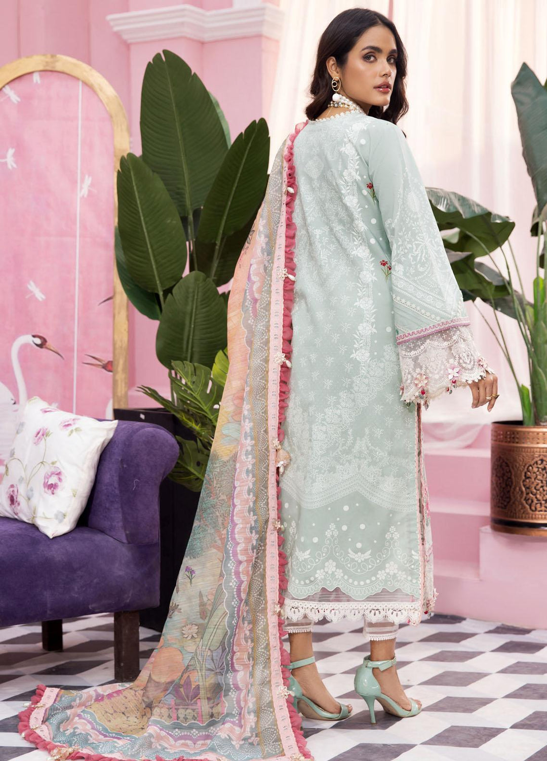 Anaya By Kiran Chaudhry Embroidered Lawn Suits Unstitched 3 Piece AKC22VL VL22-03-AIZA - Luxury Summer Collection