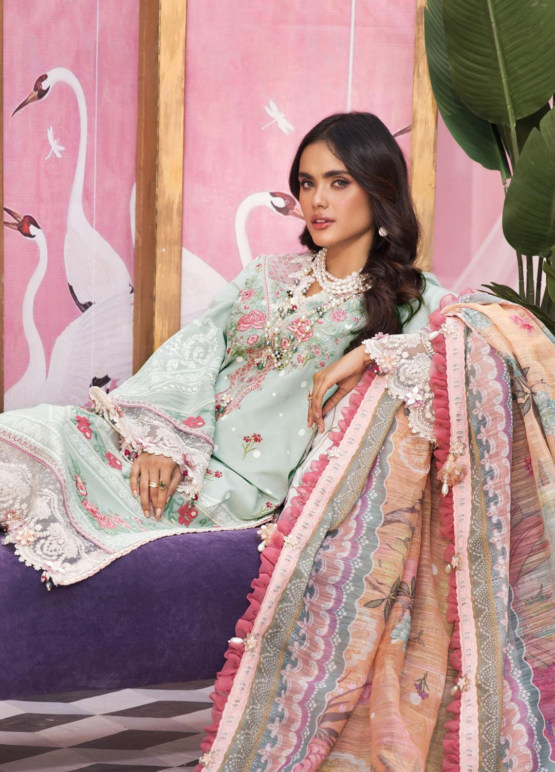 Anaya By Kiran Chaudhry Embroidered Lawn Suits Unstitched 3 Piece AKC22VL VL22-03-AIZA - Luxury Summer Collection