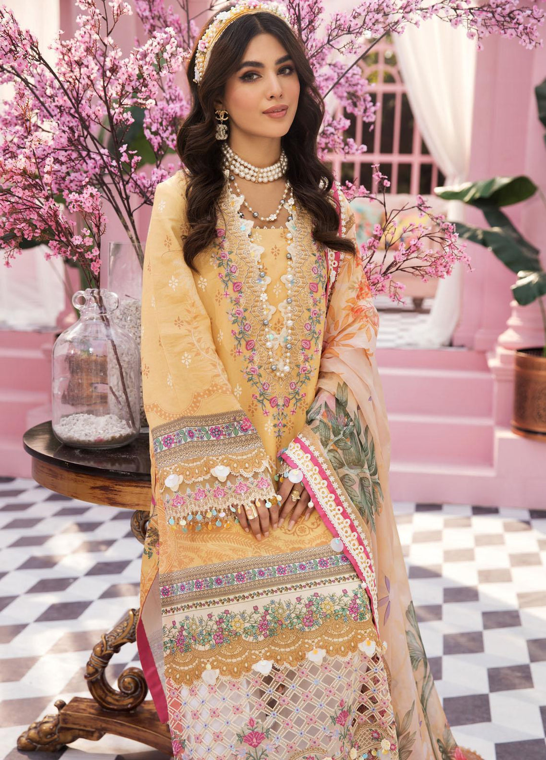 Anaya By Kiran Chaudhry Embroidered Lawn Suits Unstitched 3 Piece AKC22VL VL22-04-ARYANNA - Luxury Summer Collection
