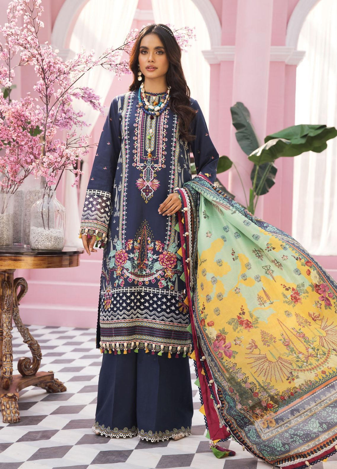 Anaya By Kiran Chaudhry Embroidered Lawn Suits Unstitched 3 Piece AKC22VL VL22-05-MINAHYL - Luxury Summer Collection