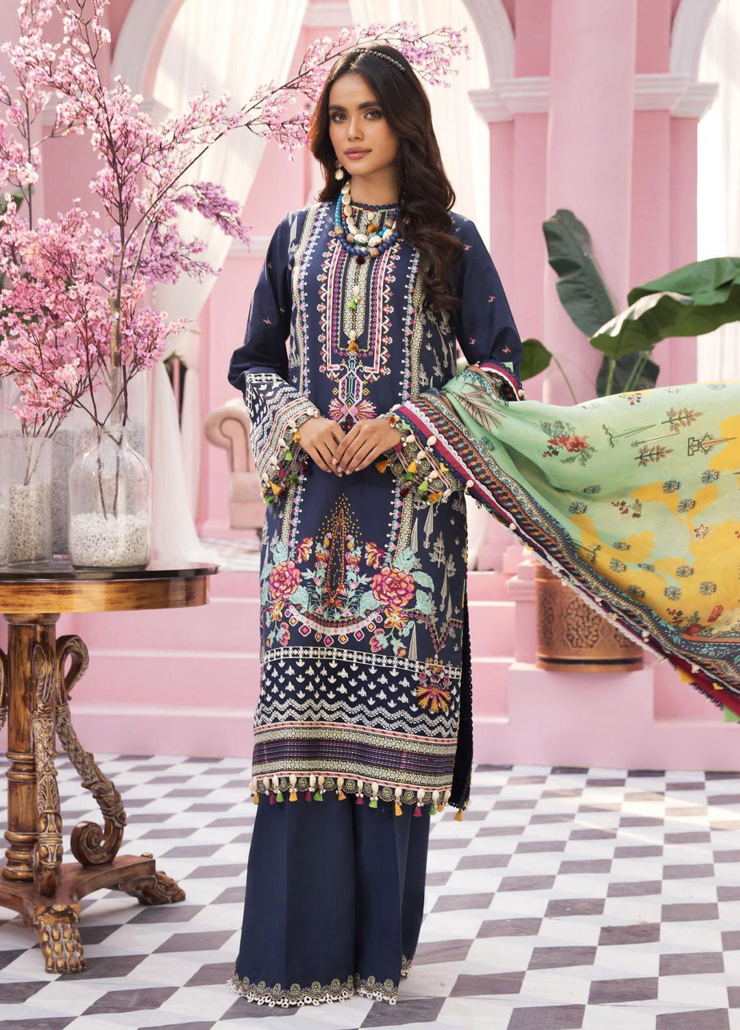 Anaya By Kiran Chaudhry Embroidered Lawn Suits Unstitched 3 Piece AKC22VL VL22-05-MINAHYL - Luxury Summer Collection