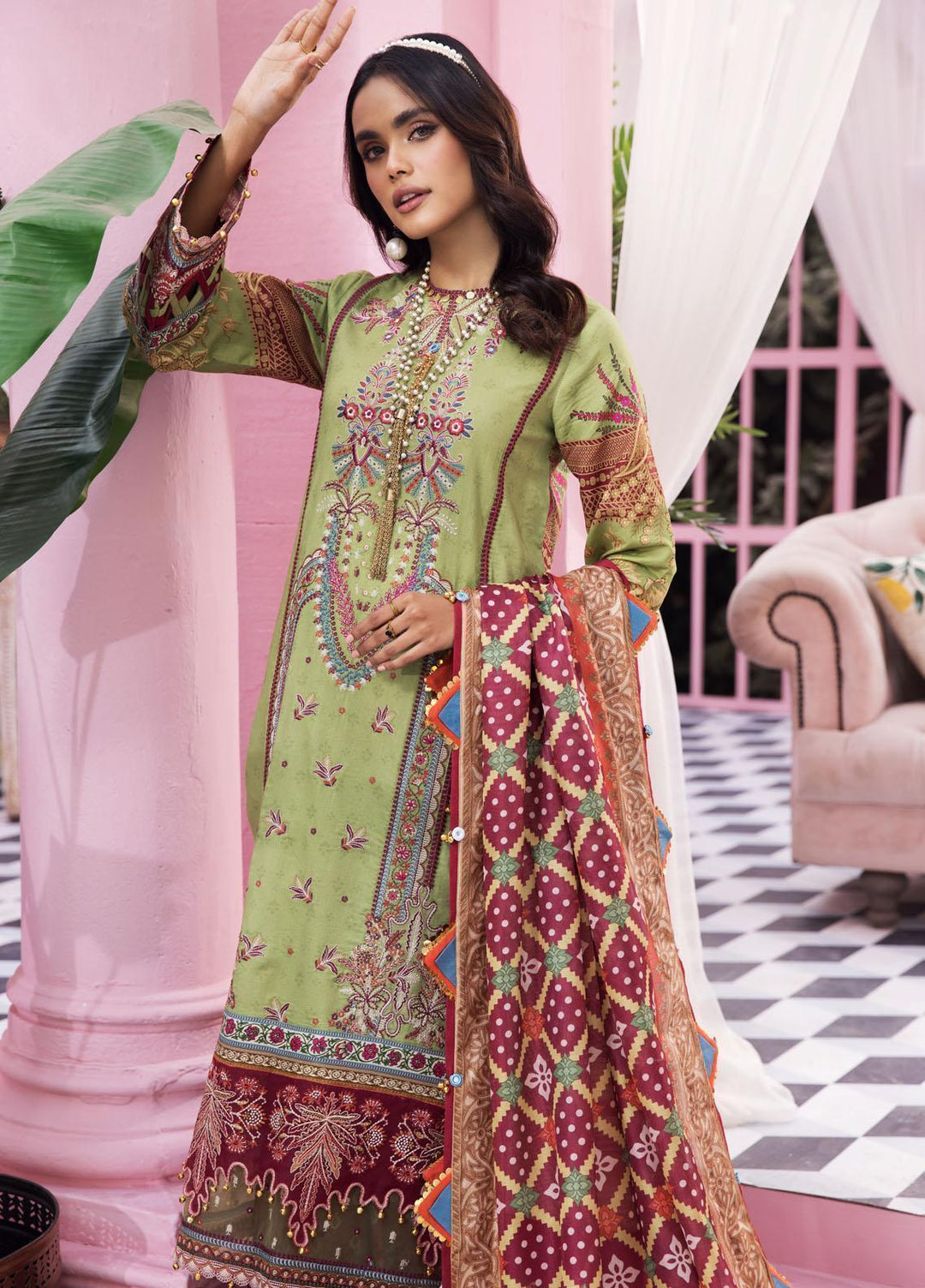 Anaya By Kiran Chaudhry Embroidered Lawn Suits Unstitched 3 Piece AKC22VL VL22-07-MARICEL - Luxury Summer Collection