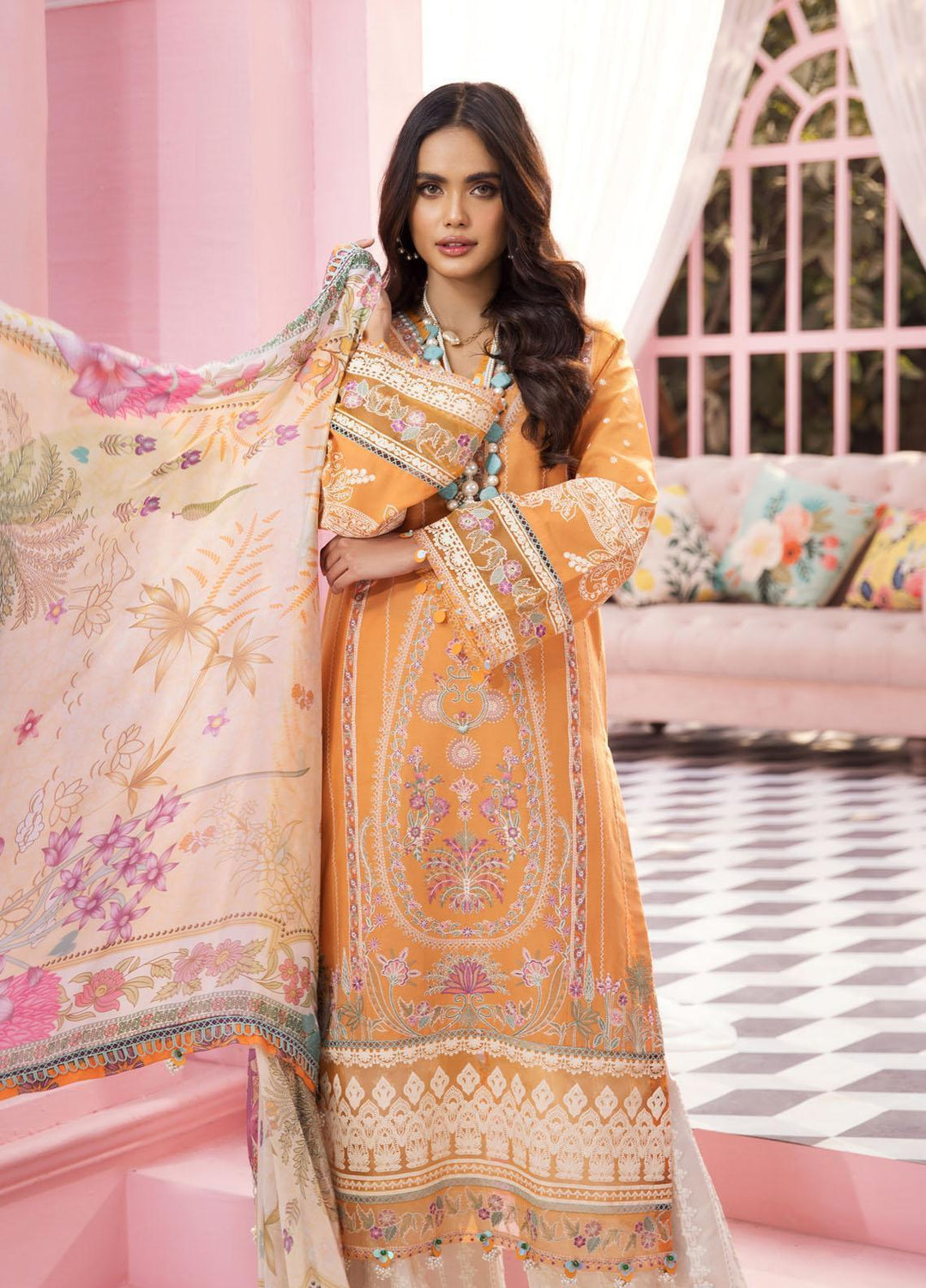 Anaya By Kiran Chaudhry Embroidered Lawn Suits Unstitched 3 Piece AKC22VL VL22-09-DIANE - Luxury Summer Collection