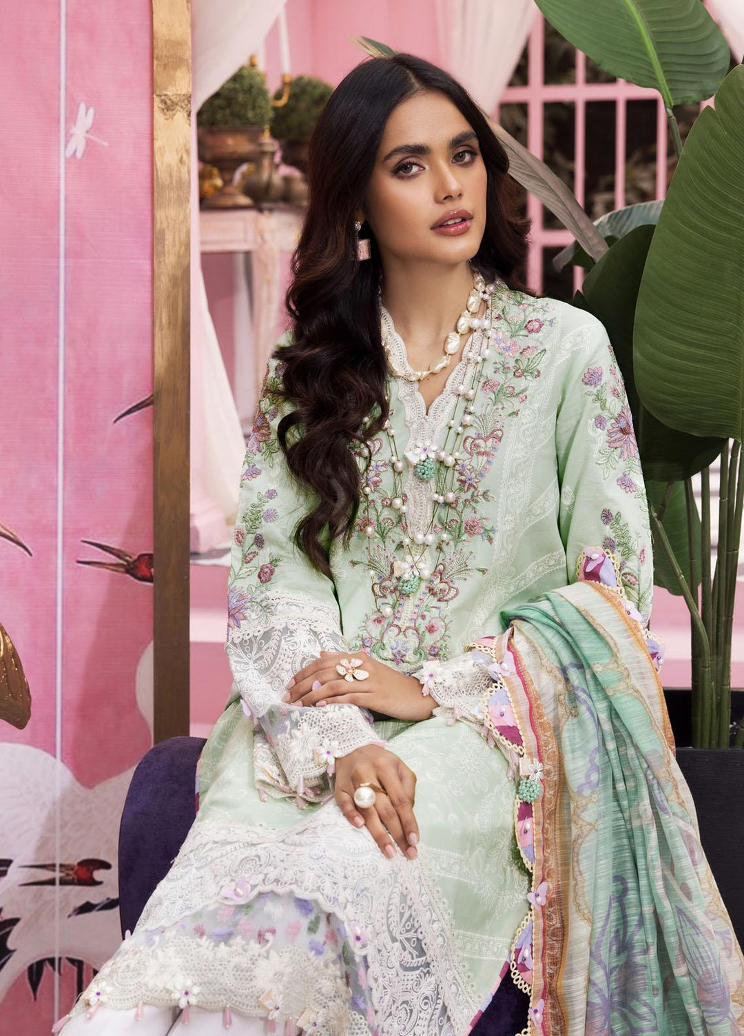 Anaya By Kiran Chaudhry Embroidered Lawn Suits Unstitched 3 Piece AKC22VL VL22-10-TAMANNA - Luxury Summer Collection