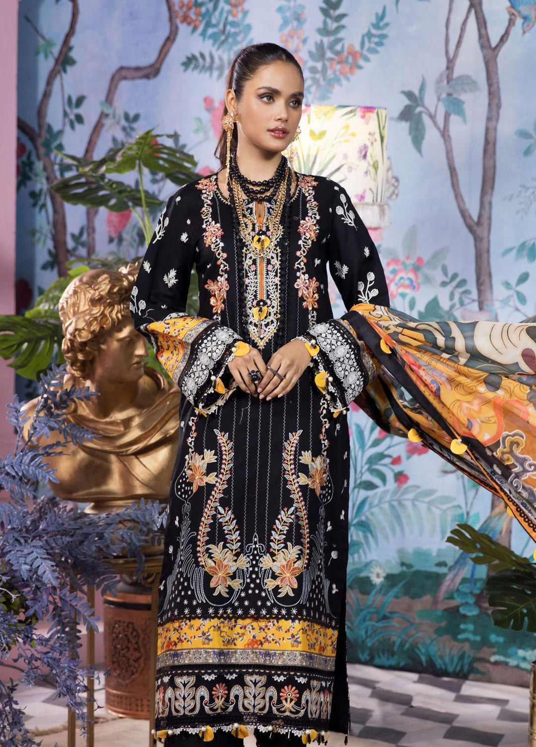 Anaya By Kiran Chaudhry Embroidered Lawn Suits Unstitched 3 Piece AKC22VL VL22-13-EMILY - Luxury Summer Collection