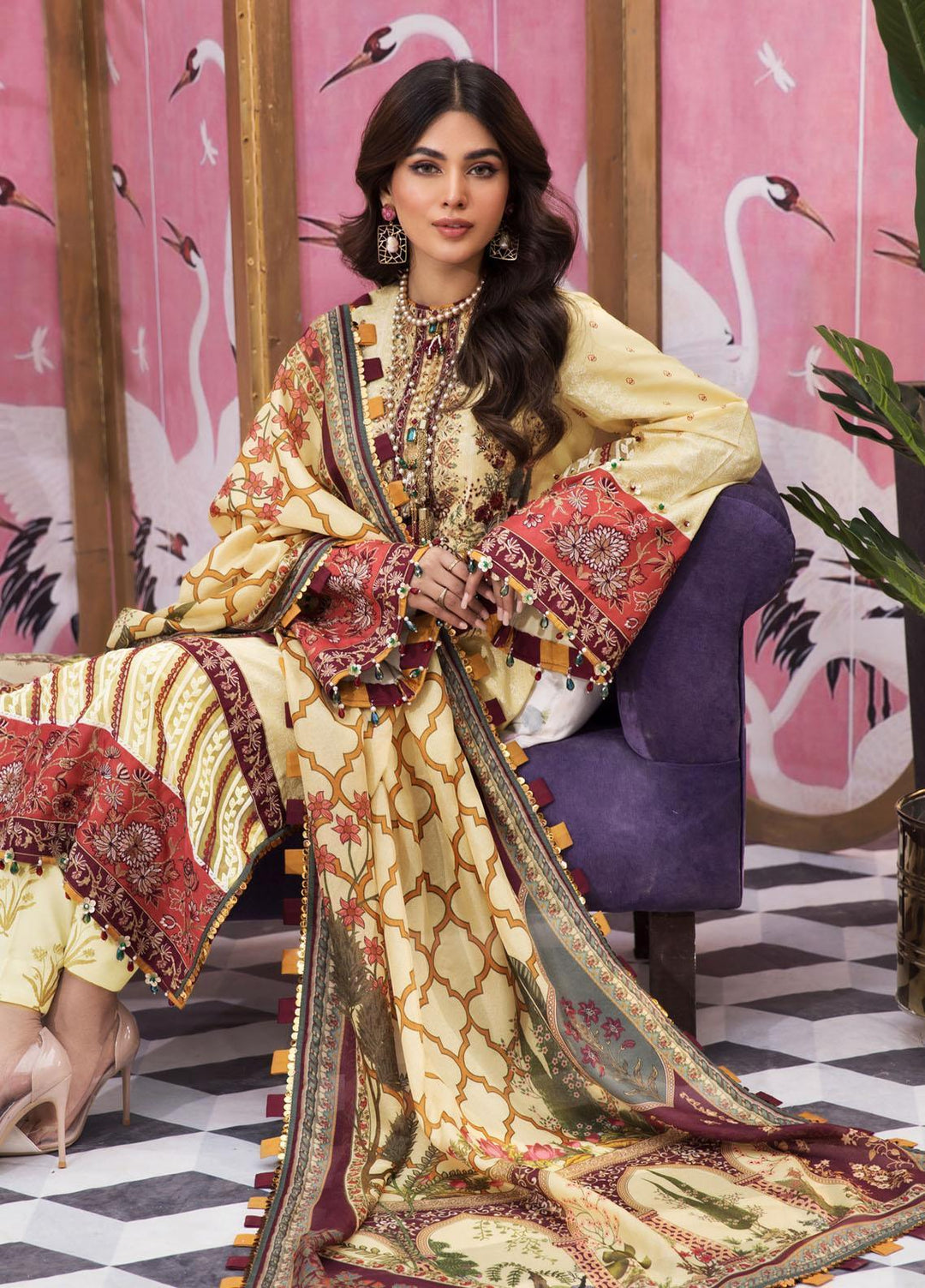 Anaya By Kiran Chaudhry Embroidered Lawn Suits Unstitched 3 Piece AKC22VL VL22-14-EILEEN - Luxury Summer Collection