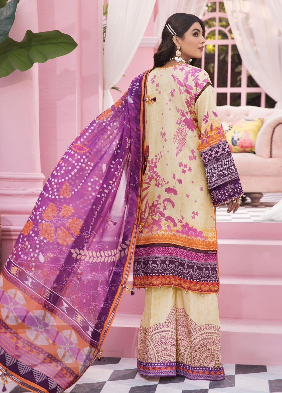 Anaya By Kiran Chaudhry Embroidered Lawn Suits Unstitched 3 Piece AKC22VL VL22-16-SANJANA - Luxury Summer Collection