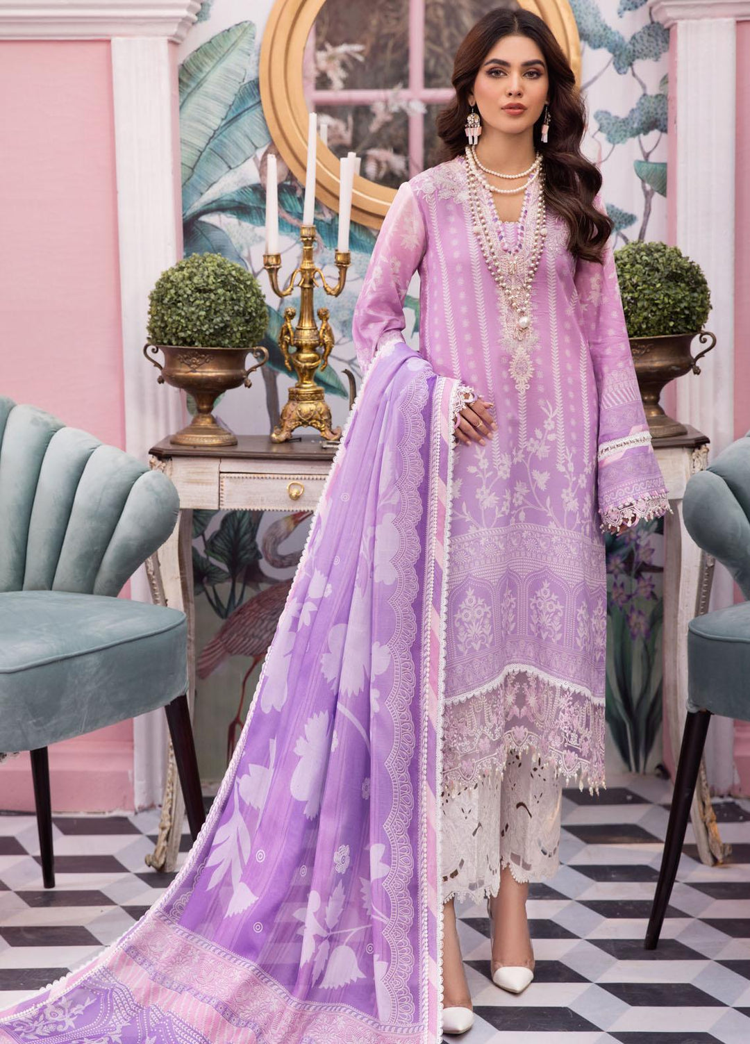 Anaya By Kiran Chaudhry Embroidered Lawn Suits Unstitched 3 Piece AKC22VL VL22-19-CORINE - Luxury Summer Collection