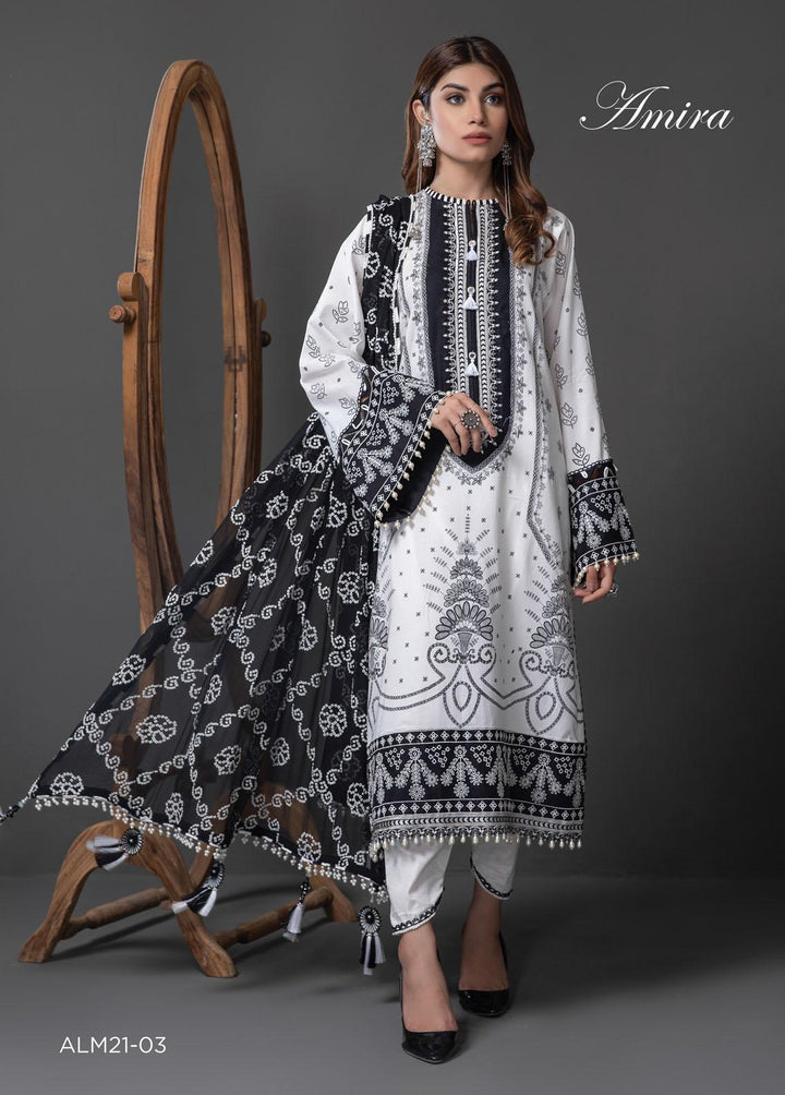 Monochrome Mystique By Anaya Embroidered Lawn Suits Unstitched 3 Piece AKC22MM ALM21-03-Amira - Black & White Collection