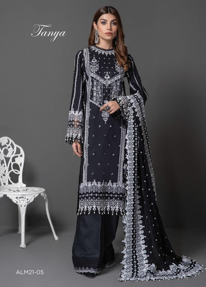 Monochrome Mystique By Anaya Embroidered Lawn Suits Unstitched 3 Piece AKC22MM ALM21-05-Tanya - Black & White Collection
