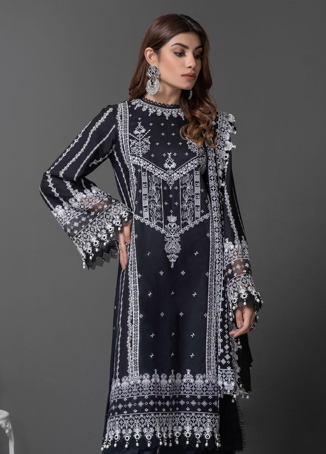 Monochrome Mystique By Anaya Embroidered Lawn Suits Unstitched 3 Piece AKC22MM ALM21-05-Tanya - Black & White Collection