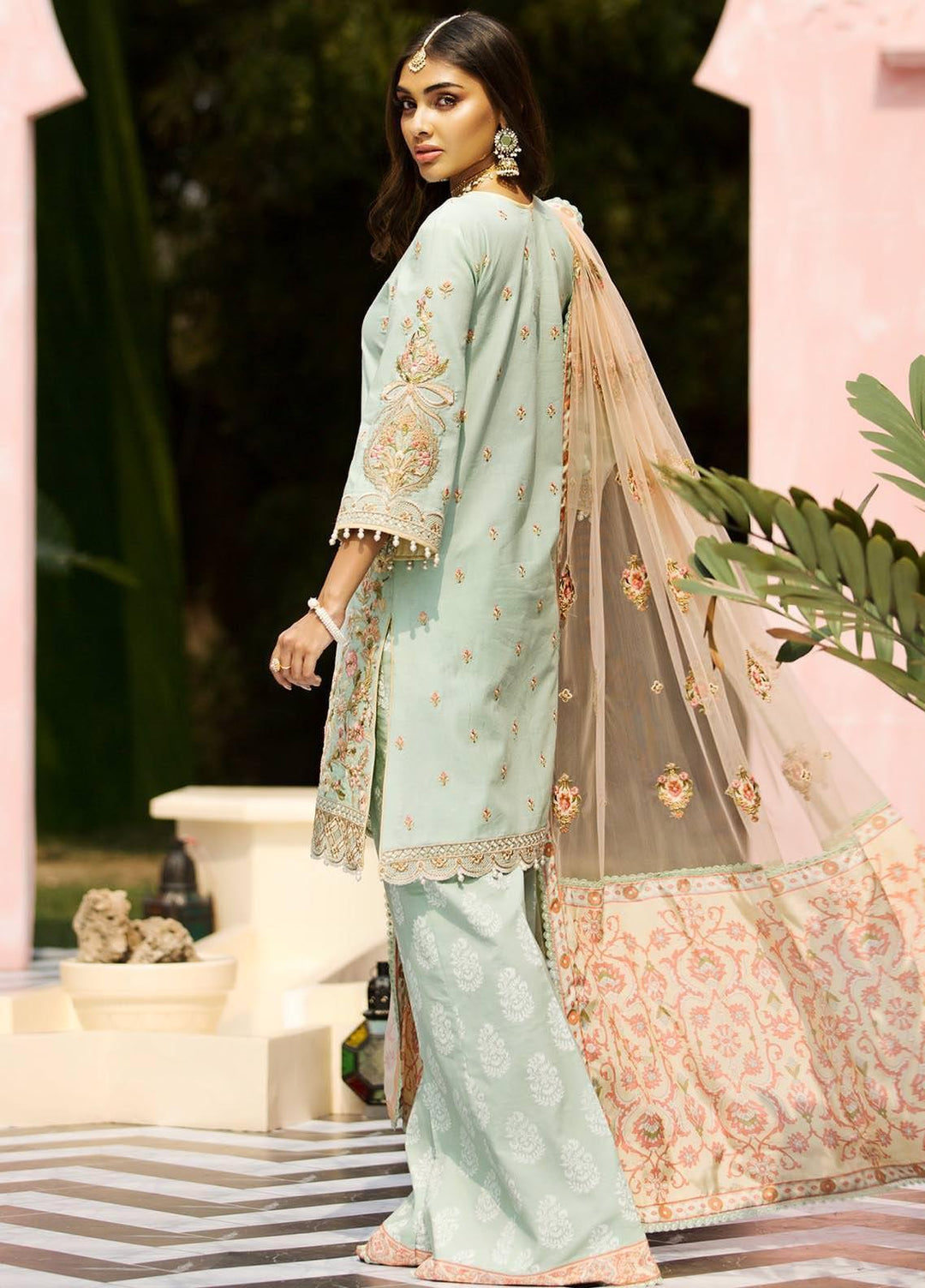 Anaya By Kiran Chaudhry Embroidered Lawn Suits Unstitched 3 Piece AK21KR 02-A DINA - Summer Collection