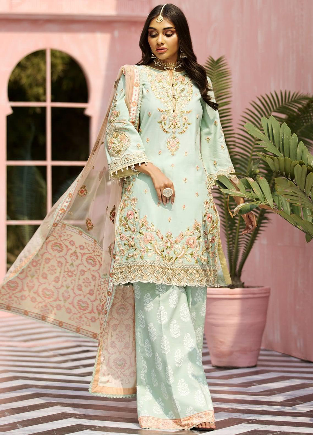 Anaya By Kiran Chaudhry Embroidered Lawn Suits Unstitched 3 Piece AK21KR 02-A DINA - Summer Collection