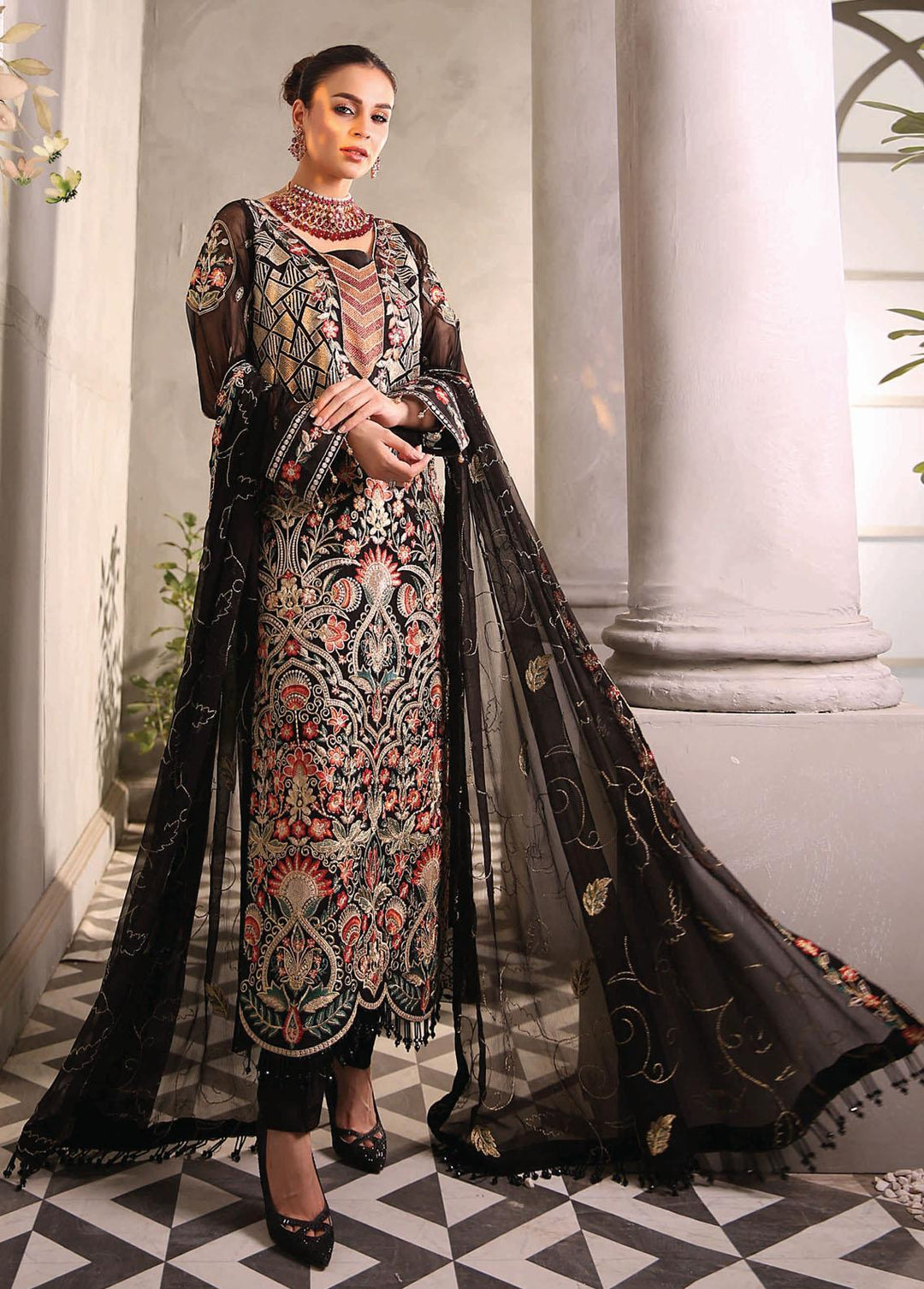 Andaaz by Maryam's Embroidered Chiffon Suits Unstitched 3 Piece MRM22A A-02 - Luxury Collection