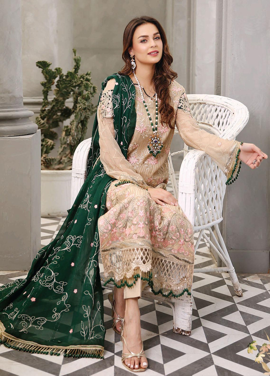 Andaaz by Maryam's Embroidered Chiffon Suits Unstitched 3 Piece MRM22A A-05 - Luxury Collection