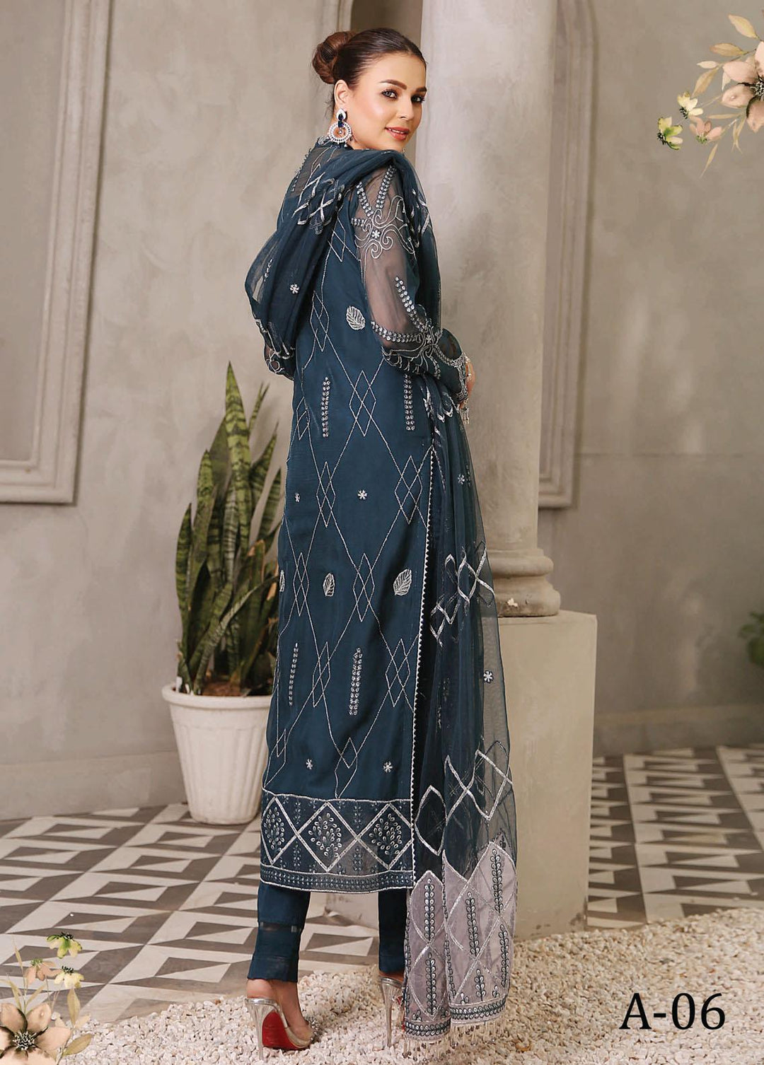 Andaaz by Maryam's Embroidered Chiffon Suits Unstitched 3 Piece MRM22A A-06 - Luxury Collection