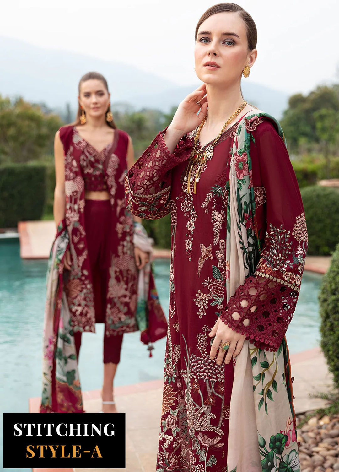 Andaaz by Ramsha Embroidered Lawn Suits Unstitched 3 Piece RSH24AL Z-802 - Luxury Collection