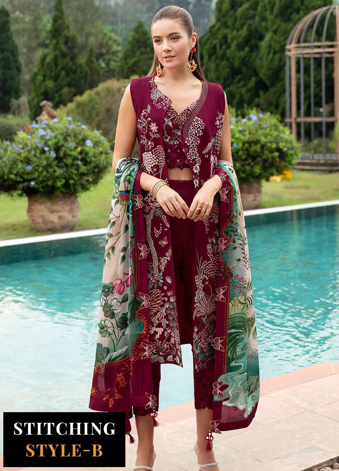 Andaaz by Ramsha Embroidered Lawn Suits Unstitched 3 Piece RSH24AL Z-802 - Luxury Collection