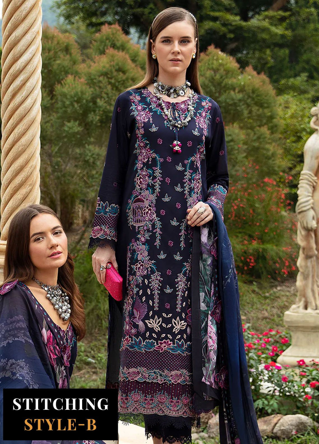 Andaaz by Ramsha Embroidered Lawn Suits Unstitched 3 Piece RSH24AL Z-803 - Luxury Collection