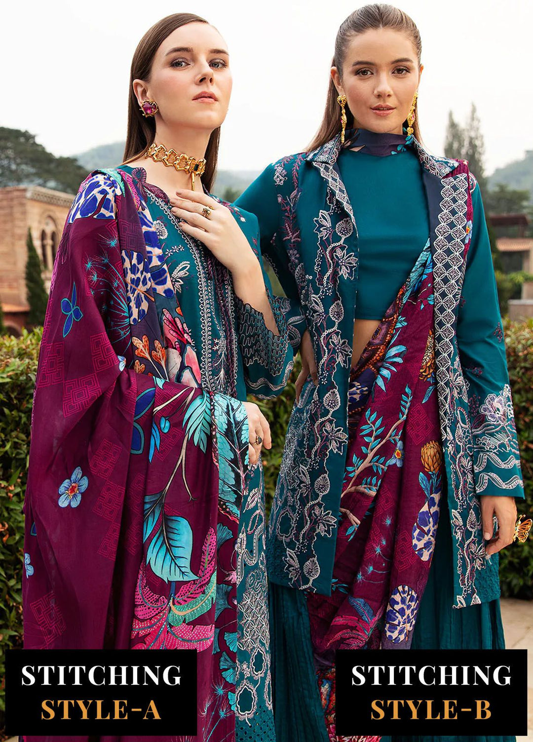 Andaaz by Ramsha Embroidered Lawn Suits Unstitched 3 Piece RSH24AL Z-805 - Luxury Collection