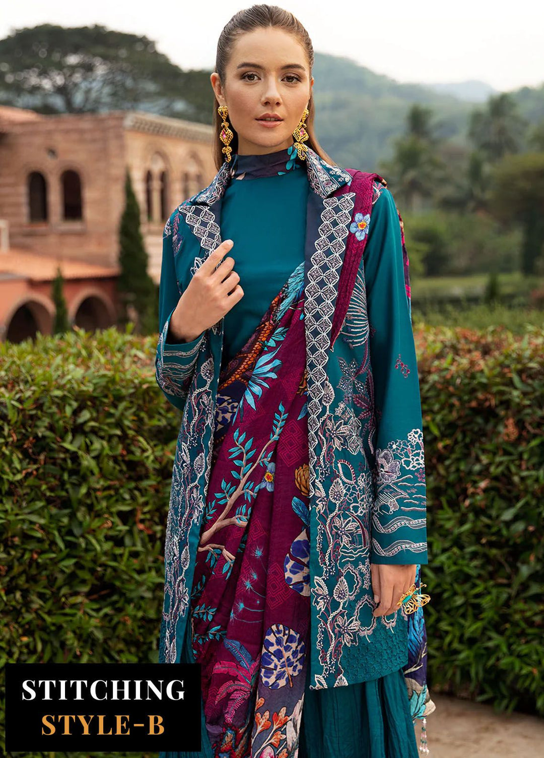 Andaaz by Ramsha Embroidered Lawn Suits Unstitched 3 Piece RSH24AL Z-805 - Luxury Collection
