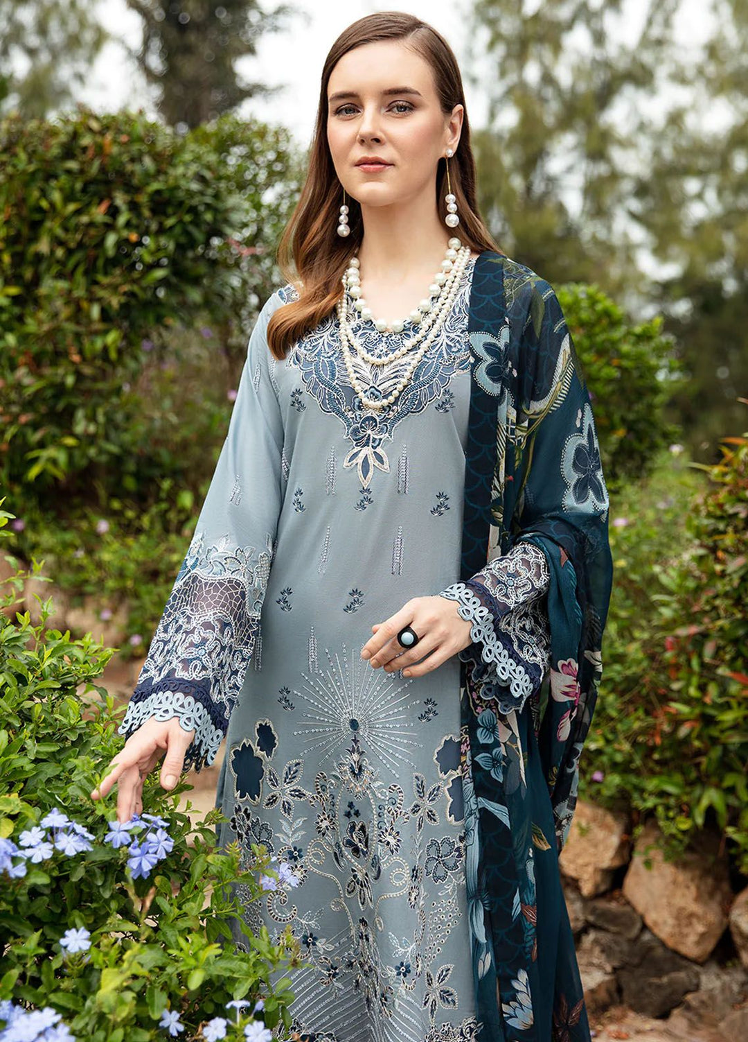 Andaaz by Ramsha Embroidered Lawn Suits Unstitched 3 Piece RSH24AL Z-809 - Luxury Collection