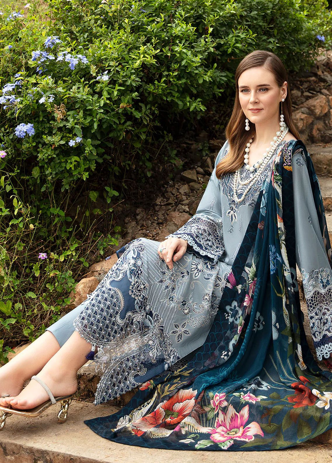 Andaaz by Ramsha Embroidered Lawn Suits Unstitched 3 Piece RSH24AL Z-809 - Luxury Collection