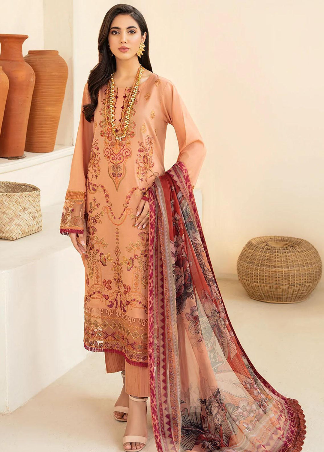 Andaaz by Ramsha Embroidered Lawn Suits Unstitched 3 Piece RSH22-A3 Z-307 - Luxury Collection