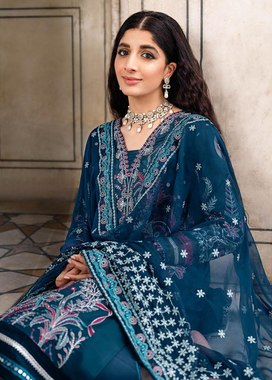 Andaaz by Ramsha Embroidered Lawn Suits Unstitched 3 Piece RSH23-A5 Z-501 - Luxury Collection