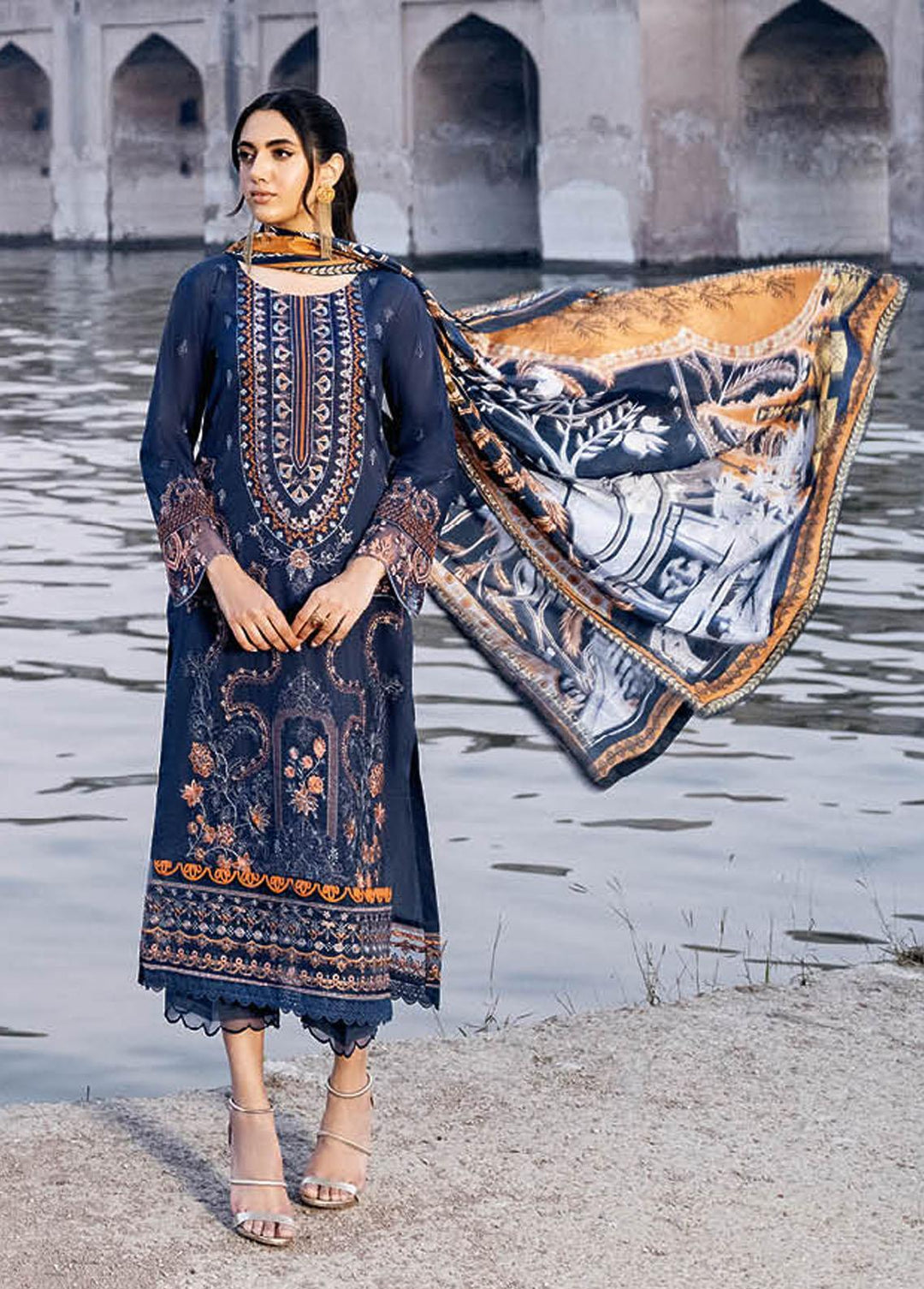 Andaaz By Ramsha Embroidered Lawn Suits Unstitched 3 Piece RSH23-A6 Z-606 - Luxury Collection