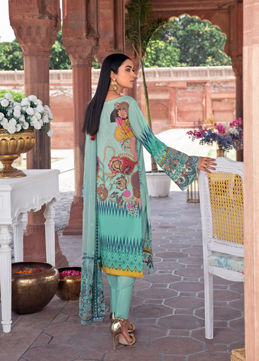 Andaaz by Ramsha Embroidered Lawn Suits Unstitched 3 Piece RSH21A 110 - Luxury Collection